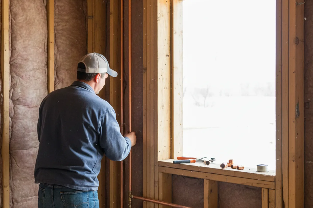 Licensed plumber running new copper supply lines in a Altamont home