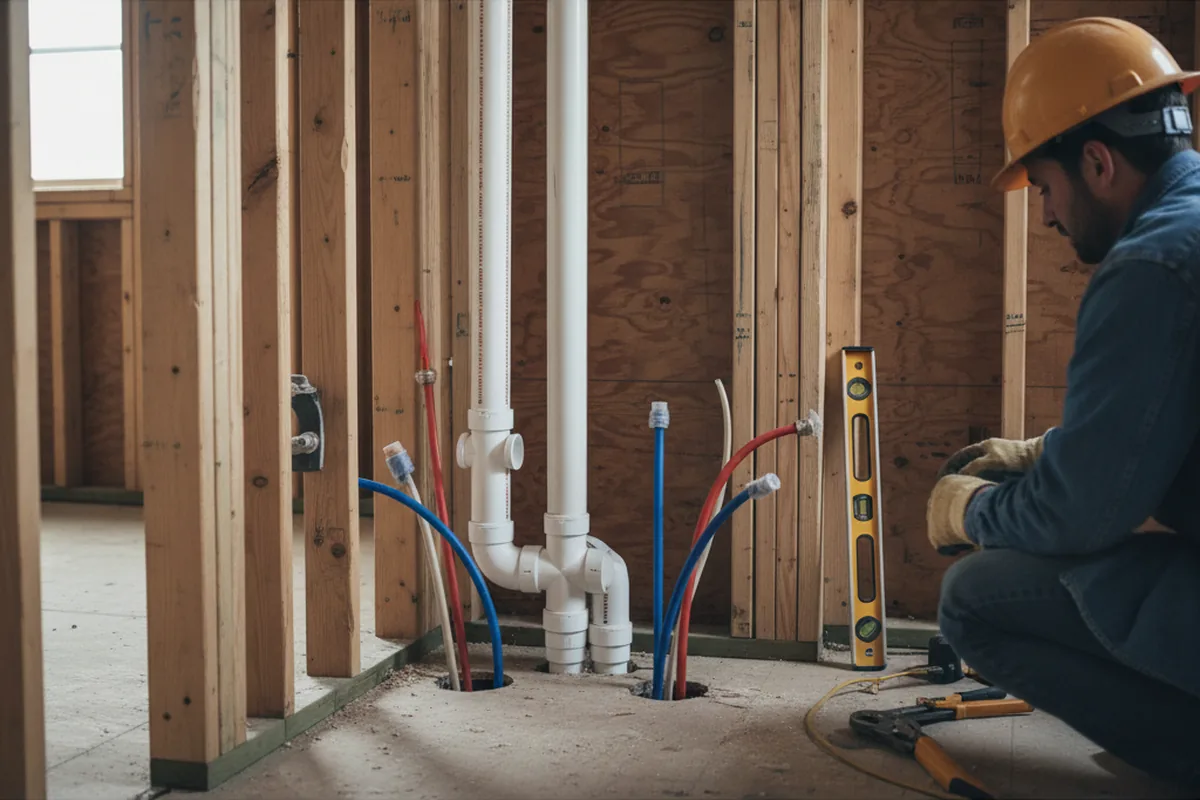Drain and supply rough-in during Leak Detection in Altamont